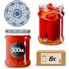 KADAX Set di 8 barattoli in Vetro 500ml Ø82 - Tappo a Vite Twist-off ermetico, per Conserve, sottaceti, fermentazione e omogeneizzati