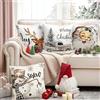 Generic Set di 4 federe decorative per cuscini con Babbo Natale, renna, pupazzo di neve, per divano, per le festività natalizie (grigio)