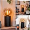 HOFSTEIN Lampada da tavolo Koyoto, lampada in metallo/vetro nero/ambra, dal design retrò/vintage con paralume vetro (Ø 15 cm), E27, soggiorno, camera letto, corridoio, ufficio, dei bambini