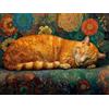 Liguolnn Quadrato Diamond Painting Kit Completo, Square Diamantini gatto arancione Crystal Art, 5D DIY Bambini Adulti Pittura, da Ricamo Punto Croce Strass Artigianato Murale Decorazione Casa 40x50cm G-696