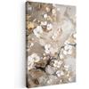 MuchoWow© Stampa Foto Quadro Moderno Quadri Moderni Soggiorno Con Cornice | 60x90 cm - Stampe Da Parete Camera Da Letto Matrimoniale Decorazione Canvas Fiori - Bianco - Oro - Beige - Lusso