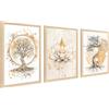 HALFLEMART 3Pcs Stampa su Tela Con Cornice Albero della vita Yin Yang Pittura Quadri su Tela Buddismo Zen Fiore di Loto Beige Quadri Moderni Soggiorno Camera da Letto Bagno Casa 30x40cm x3pcs (Senza Plexiglass)