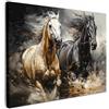 MuchoWow© Stampe Su Tela Quadro Soggiorno Quadri Camera Da Letto Moderni | 70x50 cm - Accessori Salotto Poster Da Parete Con Cornice Decorazione Muro Cavalli - Bianco - Nero - Animali