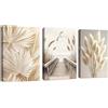 FajerminArt 3 Pcs Beige Paesaggio Quadri Moderni Estetica Tramonto Mare Vista Stampe da Parete Piante Pampa Tifa Stampa su tela Quadro Pittura Poster Decorazione Soggiorno Camera da letto 30x40cmx3