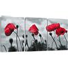 Artscope Stampe e Quadri su Tela 3 pz. Fiori Rossi Immagine Fotografia Murale Tela Wall Art Bel Regalo per Home Decor Ristorante Cucina Regalo di Anniversario Compleanno 30x40CM