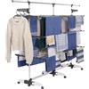 IDMarket - Stendibiancheria 50 mt grigio/bianco a 4 livelli XXL + barra telescopica SUPRA
