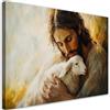 Feeby Stampa su Tela - Quadri Moderni Soggiorno - Quadro Camera Da Letto - Gesù Cristo con lagnello - 60x40 cm - Decorazioni Parete