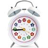 Sunshine smile Sveglia a doppia campana con luce notturna, sveglia per bambini senza | Classico orologio a doppia campana con retroilluminazione, sveglia silenziosa da comodino, sveglia per bambini per ragazzi e