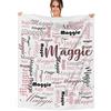 NIBESSER Coperta Personalizzata con Nome Plaid Personalizzato Comodo Morbido Coperta Pile Caldo Idea Regalo per Amici Bambini Nonni per Natale Matrimonio Compleanno, Rosa Nero, 90x120cm