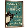 CavspkArt Quadro decorativo da parete per il bagno, con cornice, con gatto, divertente, carina, retrò, vintage, 30 x 20 cm