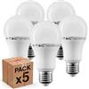 V-TAC 5 pezzi, Lampadine LED V-Tac E27, 11W (1055 lumen equivalenti a 75W), Forma: Bulbo, Luce Bianco Caldo, Naturale o Freddo (Bianco Naturale)