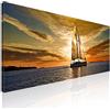 CheQuadro! Quadro mare XXL colorato, quadro grande soggiorno Paesaggio Marittimo con Barca e Tramonto stampa su tela, intelaiato pronto da appendere seal14-80x30 cm