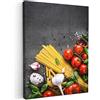 MuchoWow© Quadri Camera Da Letto Stampe Da Parete Quadro Su Tela Moderni | 60x80 cm - Decorazioni Murali Soggiorno Foto Quadretti Ingresso CasaCucina - Pasta - Erbe - Pomodoro - Spezie - Rustico