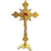 BRAVECOW Crocifisso in piedi con base, 25,4 cm, da tavolo, in metallo, crocifisso cattolico con Gesù, crocifisso in oro antico, per la casa, decorazione della cappella, regali religiosi