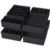 Yucch Set di 8 Organizer Cassetti Intimo, Pieghevole Divisori per Cassetti Biancheria Organizzatore Cassetti per Reggiseni, Mutande, Calze, Cravatte (Nero)