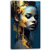 Printerland Quadro Moderno Soggiorno Verticale Astratto Donna Volto blu giallo Quadri moderni tela canvas Parete XXL grande Stampa su tela Camera letto Decorazione Murale muro Arredo Cucina (40x70 cm, 4)
