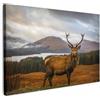 MuchoWow© Stampa su Tela Canvas Quadri per il Soggiorno Quadro Camera da | 90x60 cm - Letto Decorazioni Parete Cervo - Montagna - Acqua - Paesaggio - Animali - Alberi