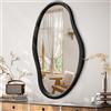 JJUUYOU Specchio irregolare nero asimmetrico in legno specchio da parete 85 x 55 cm grande specchio decorativo da parete per bagno spogliatoio soggiorno