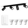 Philips Hue Pongee Lampada faretti da soffitto (Nero) - Luce bianca calda - Incl. Hue Interruttore Dimmer - Faretto da soffitto 4 punti luce - GU10 - Hue White