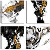 LuxHomeDecor Set di 4 Quadri 30x30 cm - Stampa su Tela con Telaio in Legno - Arte Astratta Moderna in Bianco, Nero e Oro per Soggiorno, Camera da Letto o Ufficio
