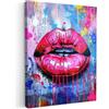 MuchoWow© Stampa Su Tela Decorazioni Pareti Canvas Grandi Dimensioni Quadri | 30x40 cm - Con Cornice Moderni Quadro Soggiorno Foto Camera Da Letto Muro Graffiti - Labbra - Rosa - Dipinto