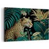 ARTTOR Stampe da Parete Moderne 100x70 cm Quadro su Tela Africa Animali - 5720 | Leopardo Giungla Tropicale Quadro Decorativo 1 pezzo Soggiorno Camera da Letto Arte da Parete Decorazione da Parete ARTTOR