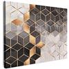 MuchoWow© Stampa Foto Quadro Moderno Quadri Moderni Soggiorno Con Cornice | 70x50 cm - Stampe Da Parete Camera Da Letto Matrimoniale Decorazione CanvasAstratto - Cubo - Oro - Motivi - Nero - Bianco