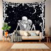 Generic Arazzo da parete in stile gotico con scheletro per camera da letto, dormitorio, design romantico con luna e stelle, decorazione da appendere alternativa all'estetica