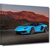 ZHONGYUTONG Poster su tela Lamborghini Aventador SVJ Immagine incorniciata per auto sportiva a velocità blu Stampe d'arte di Mountain Road per l'arRossoamento della camera da letto del soggiorno (30x45cm)