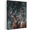 MuchoWow© Quadri Astratti su Tela Foto Quadro Moderno Soggiorno Canvas | 60x80 cm - Decorazioni Camera da Letto Cervo - Animali - Inverno - Boschi - Neve - Natura