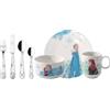 Villeroy & Boch - Disney Frozen set di stoviglie per bambini, 7 pezzi, lavabile in lavastoviglie, utilizzabile nel microonde, stoviglie e posate per bambini, Porcellana Premium
