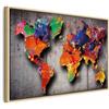 murando - Quadro Moderno Camera da Letto, Mappa del Mondo Colorato 120x80cm | Chiodi Inclusi, 1 Pezzo, Stampa su Tela, Decorazione da Parete, Resistenti Allo Sbiadimento, Produzione Europea