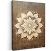 MuchoWow© Quadri su Tela Foto Quadro Moderno Soggiorno Canvas Decorazioni | 50x70 cm - Camera da Letto Mandala - Fiori - Vintage - Bianco