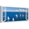 Generico Quadro finestra Barche a Vela sul Mare - Stampa su tela con telaio in legno - 120x60 cm