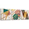 Lupia - Set 3 Quadri su Tela astratto verde, rosa e oro Canvas Day 38x38 cm GEOMETRIES 1, Stampa Vivida, Pronto da Appendere, per Soggiorno Capezzale Camera da Letto Cucina, Ufficio