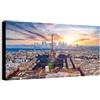 Wallazz Quadri Moderni Soggiorno Parigi, Tour Eiffel, Arco di Trionfo - 100% Made in Italy - Stampa HD su Tela Canvas - Quadro Camera da Letto - Qualità Artigianale - 50x100cm