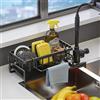 Generic Portaspugna in acciaio inox 304 - Organizer antiruggine per lavello da cucina con dispenser di sapone e portaspazzole, salvaspazio per bagno (nero)
