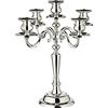 EDZARD Candelabro Regina a 5 bracci (H 37 cm), placcato in argento | antiossidante, base in velluto, per candele lunghe, color argento, portacandele da tavolo, centrotavola elegante