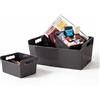Generico Cestino Portaoggetti in Plastica Infrangibile, Organizer con Maniglie per Bagno, Cucina e Dispensa, Contenitore Multiuso (Antracite, 32x24x14 h, 5)