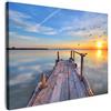 MuchoWow© Quadri su Tela Foto Quadro Moderno Soggiorno Canvas Decorazioni | 40x30 cm - Camera da Letto Acqua - Molo - Uccelli - Tramonto - Orizzonte - Campagna