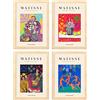 Nacnic Set di 4 illustrazioni di Matisse. Eventi. Raccolta di illustrazioni colorate in stile Galleria d'arte. Decorazione d'interni. A4 con cornice in legno.