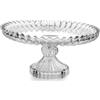 H&H Alzata con Piede Ninfea in Vetro Lavorato Trasparente 29x14,5 cm - Elegante e Versatile per Dolci e Antipasti