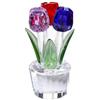 Generic Bouquet statua romantica creatività colorato fiore figurina ornamento elegante squisito cristallo (rosso viola blu)