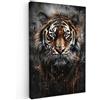 MuchoWow© Quadri Moderni Soggiorno Poster Da Parete Decorazioni Muro | 80x120 cm - Salotto Quadro Grande Foto Con Cornice Stampe Su Tela Camera Da Letto Tigre - Animali - Ritratto - Lusso - Nero
