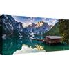 canvashop Quadri Moderni Lago Di Braies 3 Cm 120X60 Stampa Su Tela Canvas Montagna Dolomiti