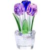 Generic Bouquet statua romantica creatività colorato fiore figurina ornamento elegante squisito cristallo (viola, rosa, blu)