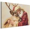 decomonkey Stampa su tela Babbo Natale con renna, 1 pezzo, 60x40 cm | Tela strutturata su telaio in legno, decorazione per soggiorno