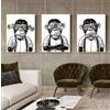 ZFTCN Set di 3 poster per il bagno - Motivo mucca delle Highlands - Immagini in argento - Oranghi e scimmie - Stampa murale in bianco e nero - Senza cornice - 05, 3 pezzi - 20 x 30 cm