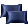 Juwenin Home Set di federe per capelli, in raso setoso, fresche e facili da lavare, solo federa senza inserto (blu navy, 2 pezzi (50 x 75 cm)