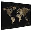 MuchoWow© Quadro Moderno Soggiorno Decorazioni Da Parete Quadri Su Tela Da | 120x80 cm - Salotto Grandi Foto Con Cornice Stampe Su Tela Camera Da LettoMappa del mondo - Oro - Arte
